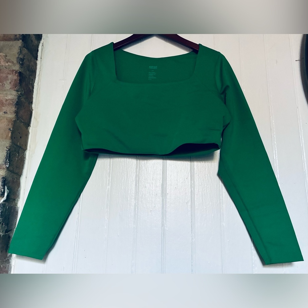 Girlfriend Collective Emerald Long Sleeve Crop Top, Recycled Polyester, XXL